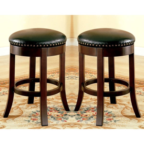 Wilmington Design Swivel Dining Stools with Nailhead Trim (Set of 2)