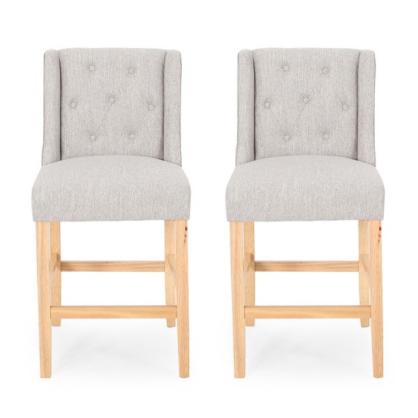 Landria Button-tufted Wingback Counter Stools (Set of 2) by Christopher Knight Home