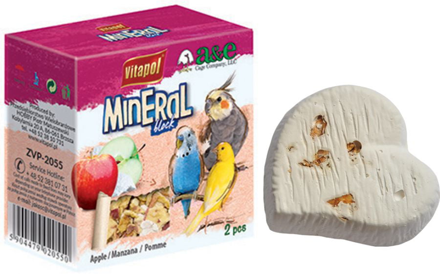 AE Cage Company Apple Infused Bird Mineral Block 2 count Pack of 4