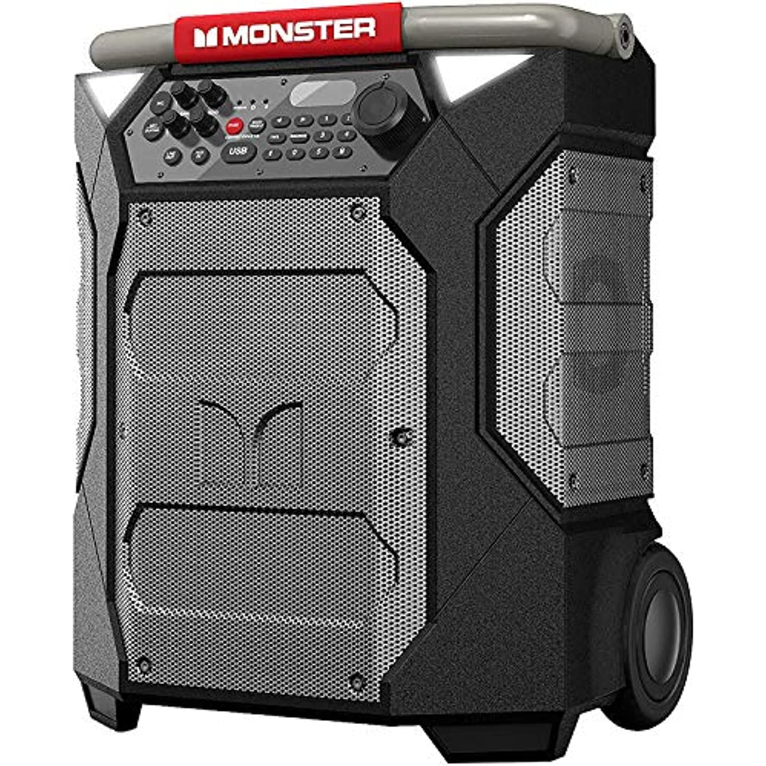 Monster Rockin' Roller 270 Portable Indoor/Outdoor Wireless Speaker， 200 Watts， Up to 100 Hours Playtime， IPX4 Water Resistant， Qi Charger， Connect to Another TWS Speaker (Slate)