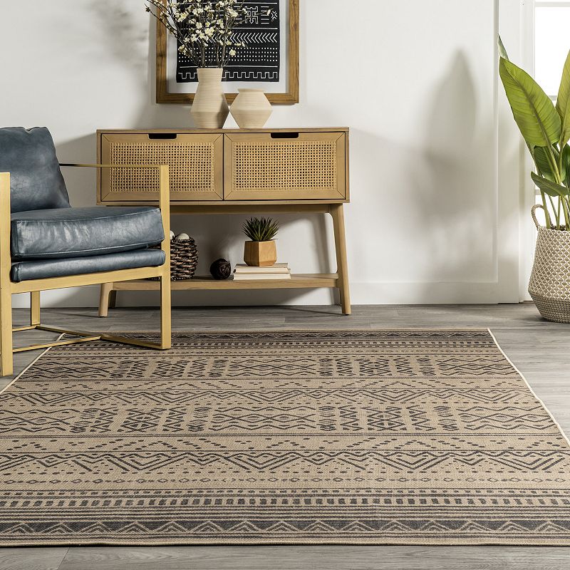 nuLoom Anisa Tribal Stripe Easy-Jute Machine Washable Area Rug