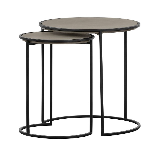 Set Of 2 Rina Concrete metal Nesting End Table Gray black Armen Living