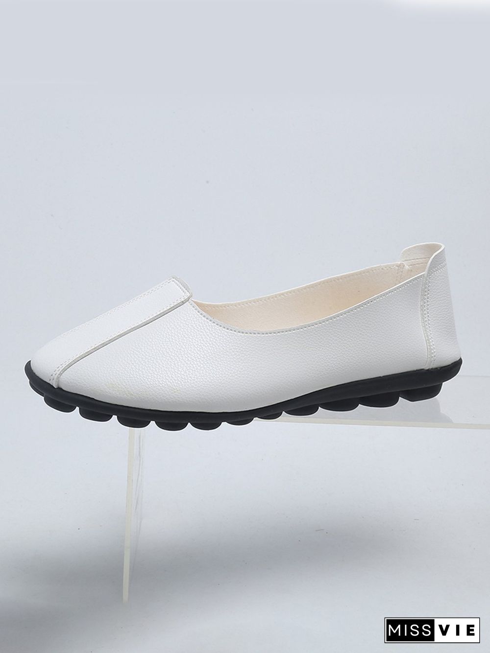 Women Casual Plain All Season Wearable Daily Flat Heel Pu Rubber Slip On Flats