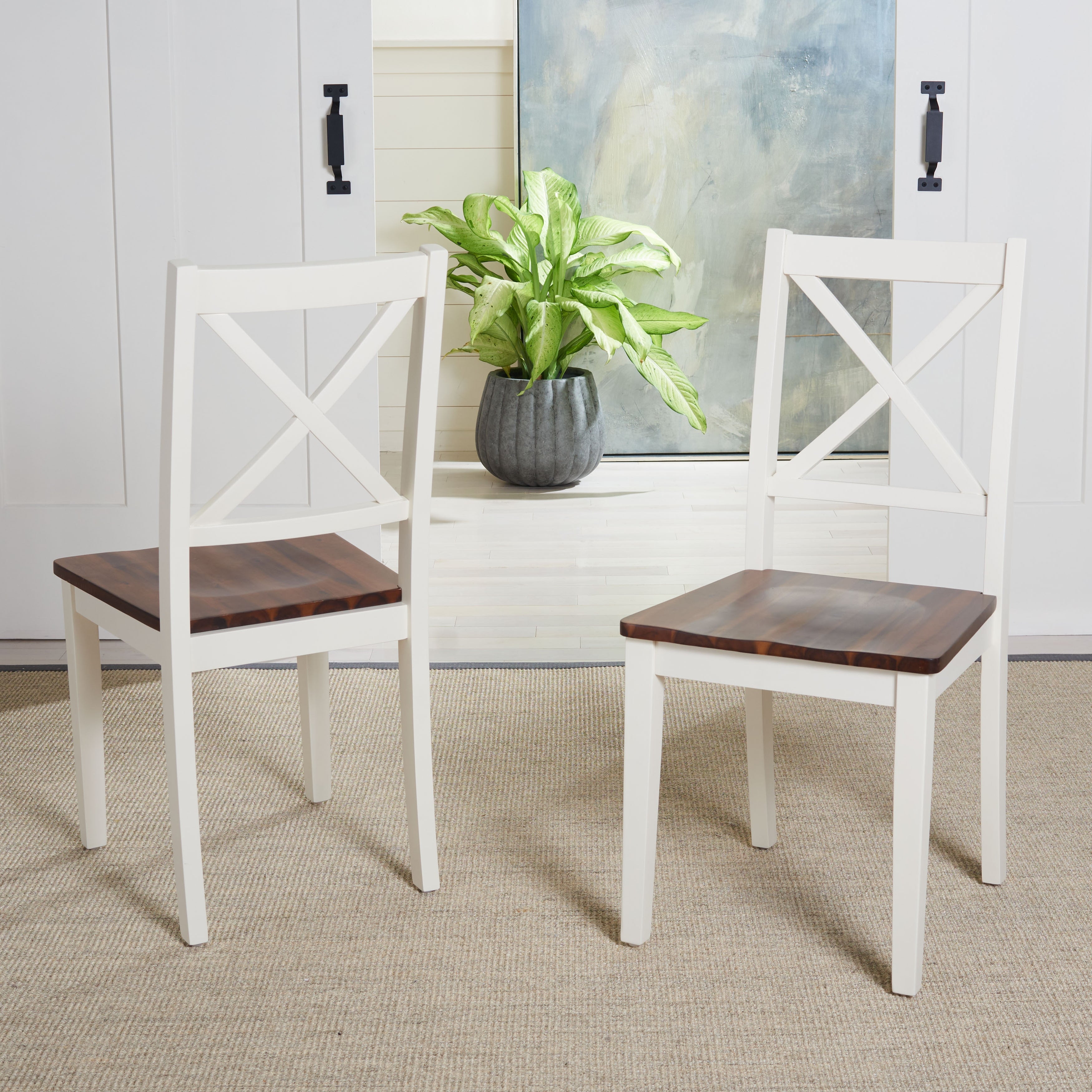 SAFAVIEH Silio Farmhouse X-Back Dining Chair (Set of 2) - 18.4