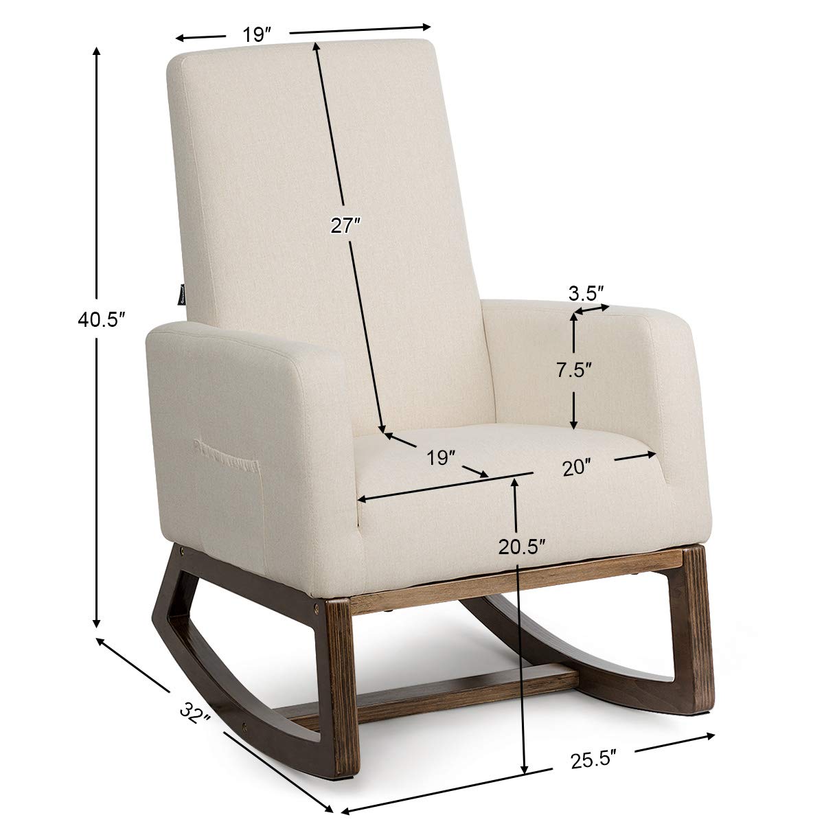 Giantex Rocking Chair Upholstered Living Room Chair