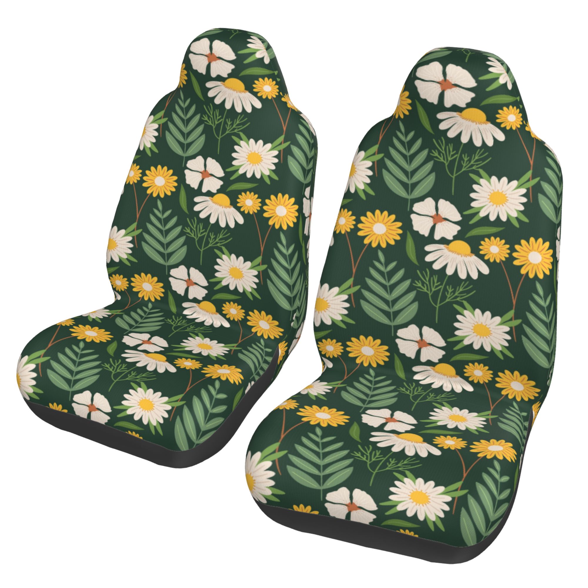 ZICANCN Car Seat Covers Front Seats Only，Small Daisy Floral Pattern Automotive Seat Covers Protectors for Cars Trucks Suv 2 Pack