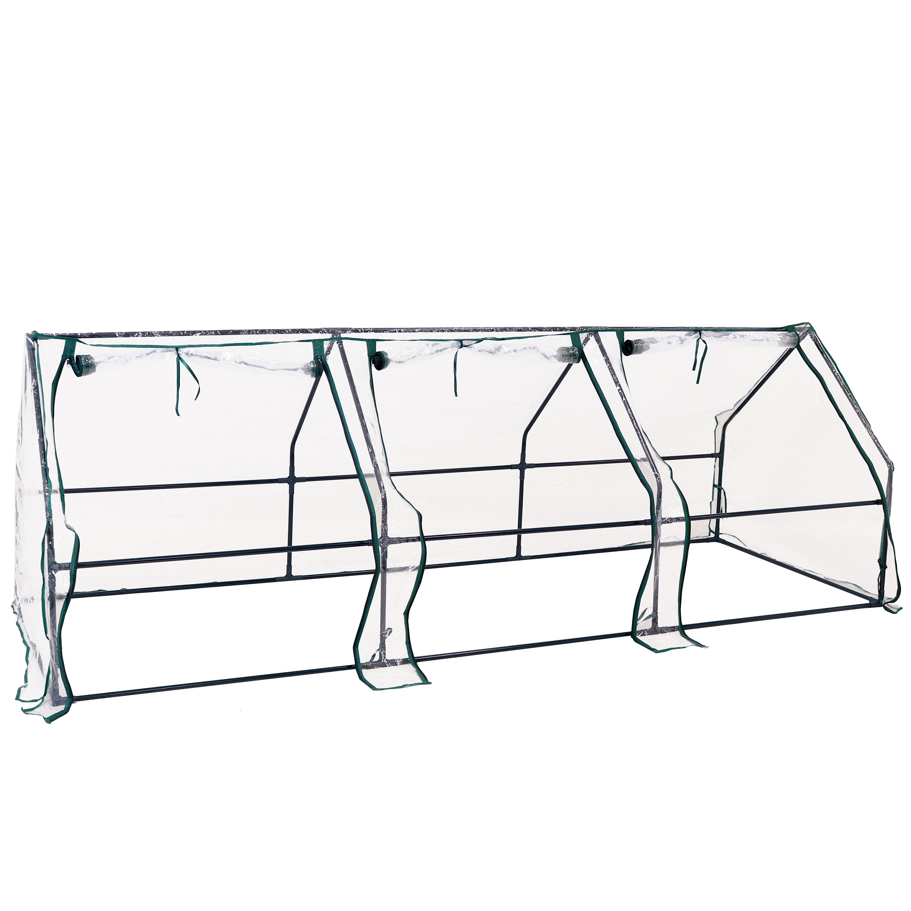 Sunnydaze Outdoor Portable Slanted Top Plant Shelter Mini Cloche Greenhouse with Zipper Doors - 36