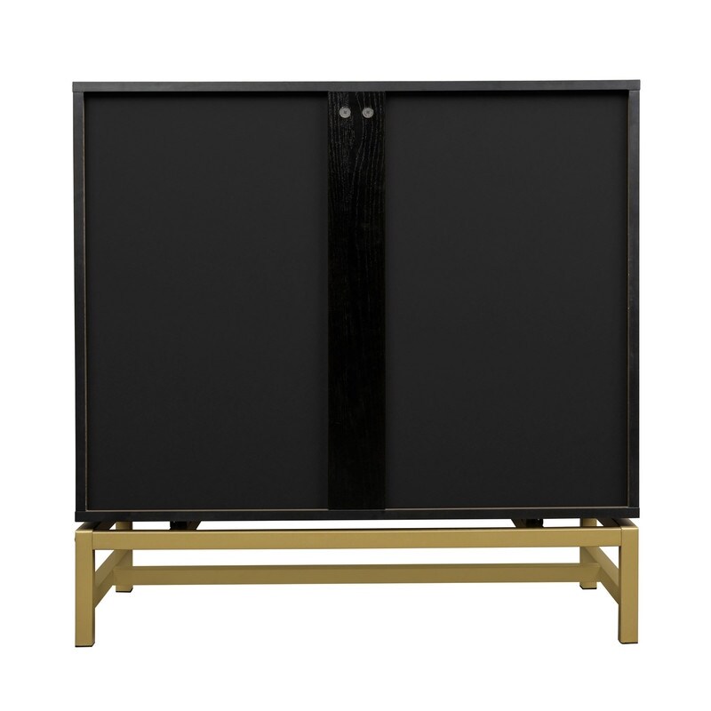 2 Door Accent Cabinet Storage Cabinet With Rattan Skin Decoration 1 Adjustable Inner Shelves For Dining Room and Living Room