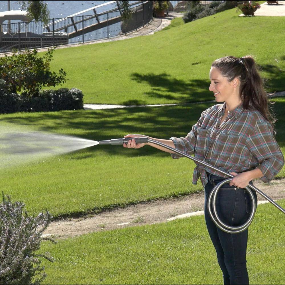 BERNINI FOUNTAINS Pro 58 in Dia x 50 ft. Length Heavy Duty Kink Free Metal Hose - Grey LG3943GY