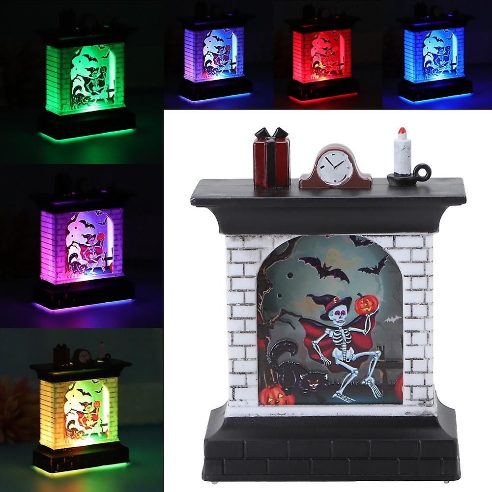 Halloween Fireplace LED Lantern Night Light Party Home Hanging Props Decorations(Skeleton)