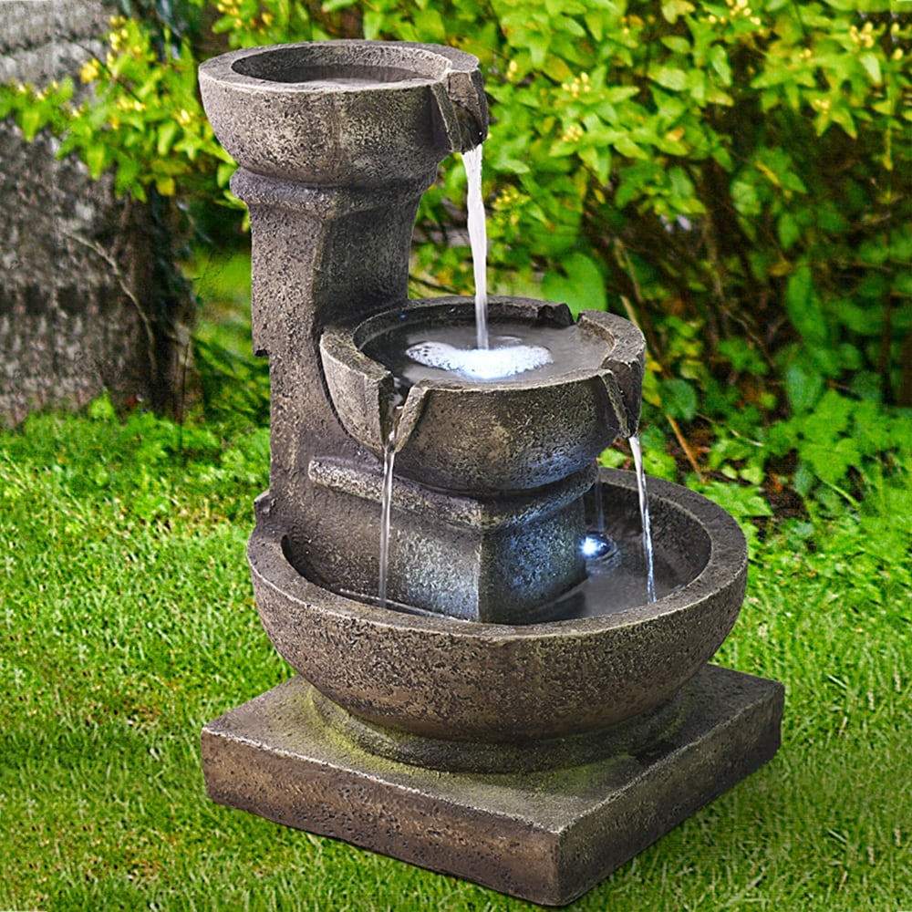 Outdoor Waterfall 3 tier Fountain with LED Light