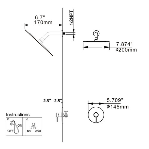 Complete Shower System with Rough in Valve Nk0726