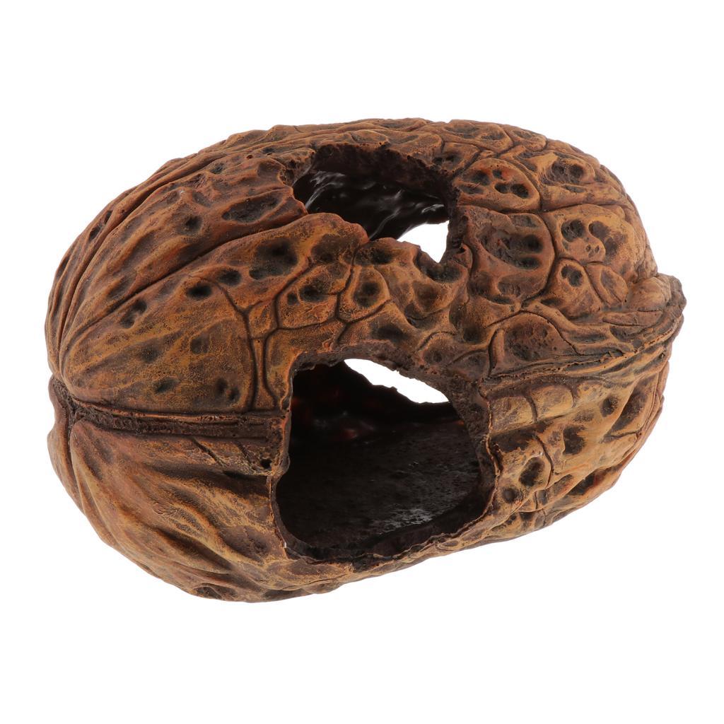 Reptile Walnut Shell Hide Cave， Habitat， Premium and Non - Resin