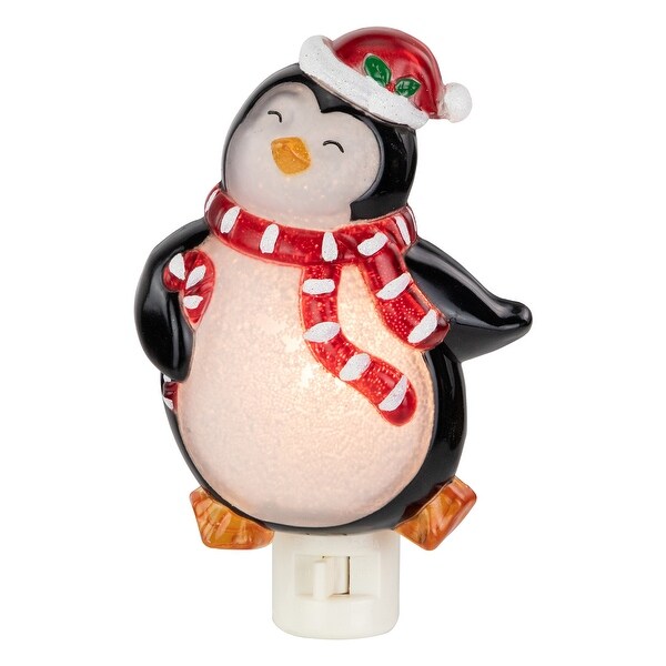 6 Black and Red Happy Penguin in Santa Hat Christmas Night Light