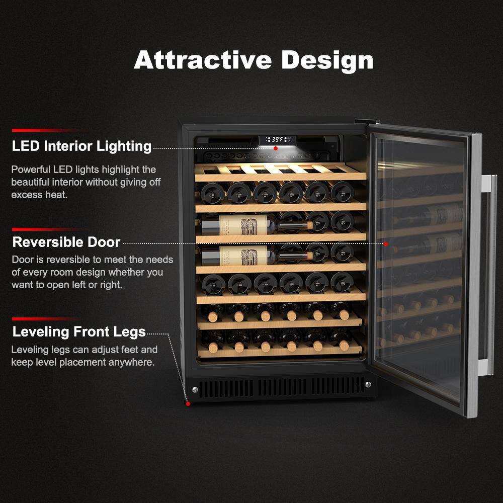 Galanz 24 in. 47-Bottle Wine Cooler in Stainless Steel with Electrical Temperature Control GLW57MS2B16