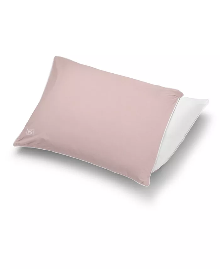 Pillow Gal Down Alternative Pillow and Removable Pillow Protector， Standard Queen Pink