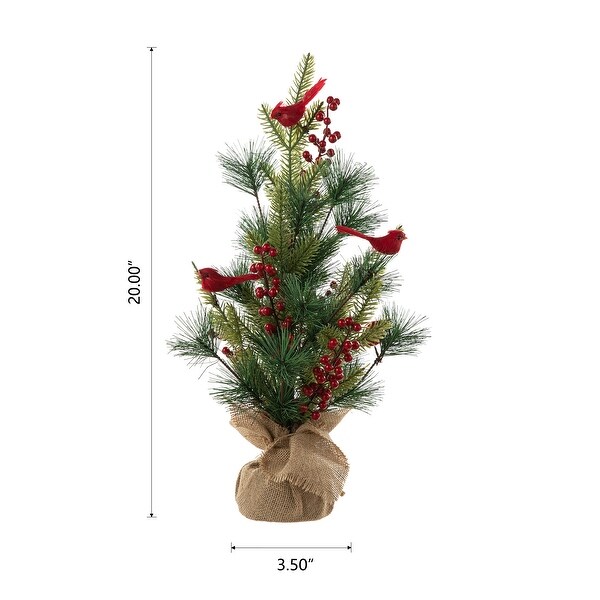 Glitzhome 20H Christmas Floral Table Tree Decor