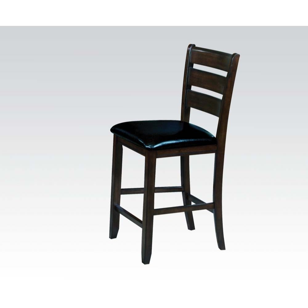 Counter Height Chair， Set 2 in Black PU and Espresso