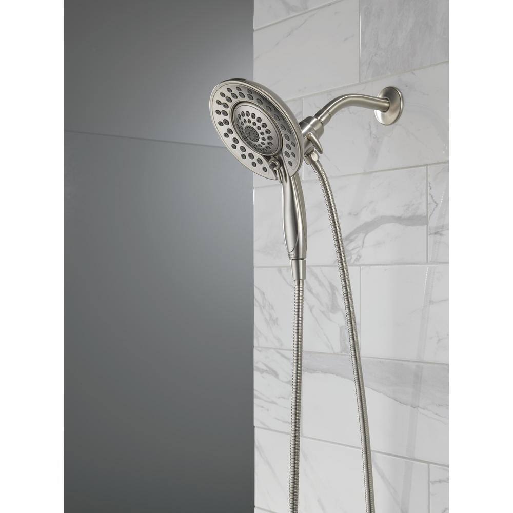 Delta In2ition 5-Spray Patterns 2.5 GPM 6.81 in. Wall Mount Dual Shower Heads in Lumicoat Stainless 58569-SS-PR25-PK