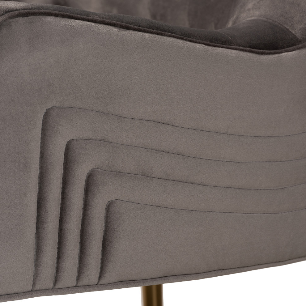 Nelson Grey Velvet Upholstered and Gold Finished Metal Armchair   Midcentury   Armchairs And Accent Chairs   by GwG Outlet  Houzz