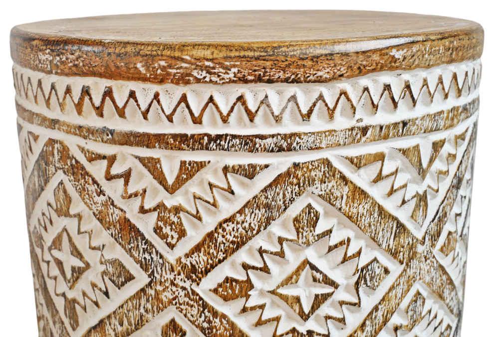 Java Carved Wood Side Table Stand   Southwestern   Side Tables And End Tables   by Design Mix Furniture  Houzz