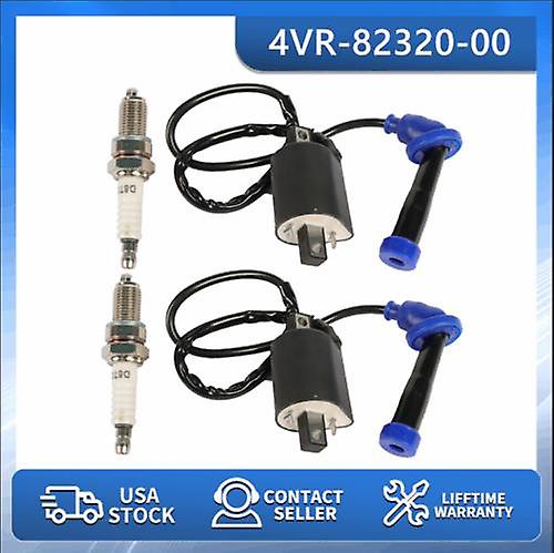 2x Ignition Coil Spark Plug 4vr-82320-00 Fit Yamaha V Star 650 Xvs650 1998-2016 No.17022