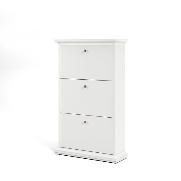 Porch and Den Virginia Contemporary 3-Drawer White Shoe Storage Cabinet - - 11860007