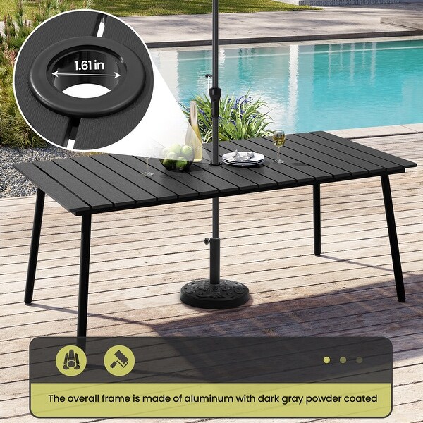 Outdoor Dining Furniture Rectangular Dining Table for 8 or 6 with Umbrella Hole