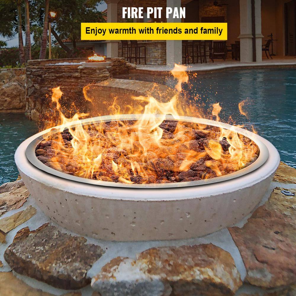 VEVOR Drop in Fire Pit Pan 19 in. Round Fire Pit Burner 90 K BTU Stainless Steel Gas Fire Pan for Keeping Warm YXSKHPQRS19IN2U0GV0