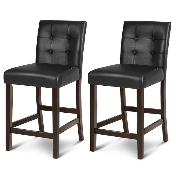 Set of 2 PVC Leather Bar Stools - 18.5