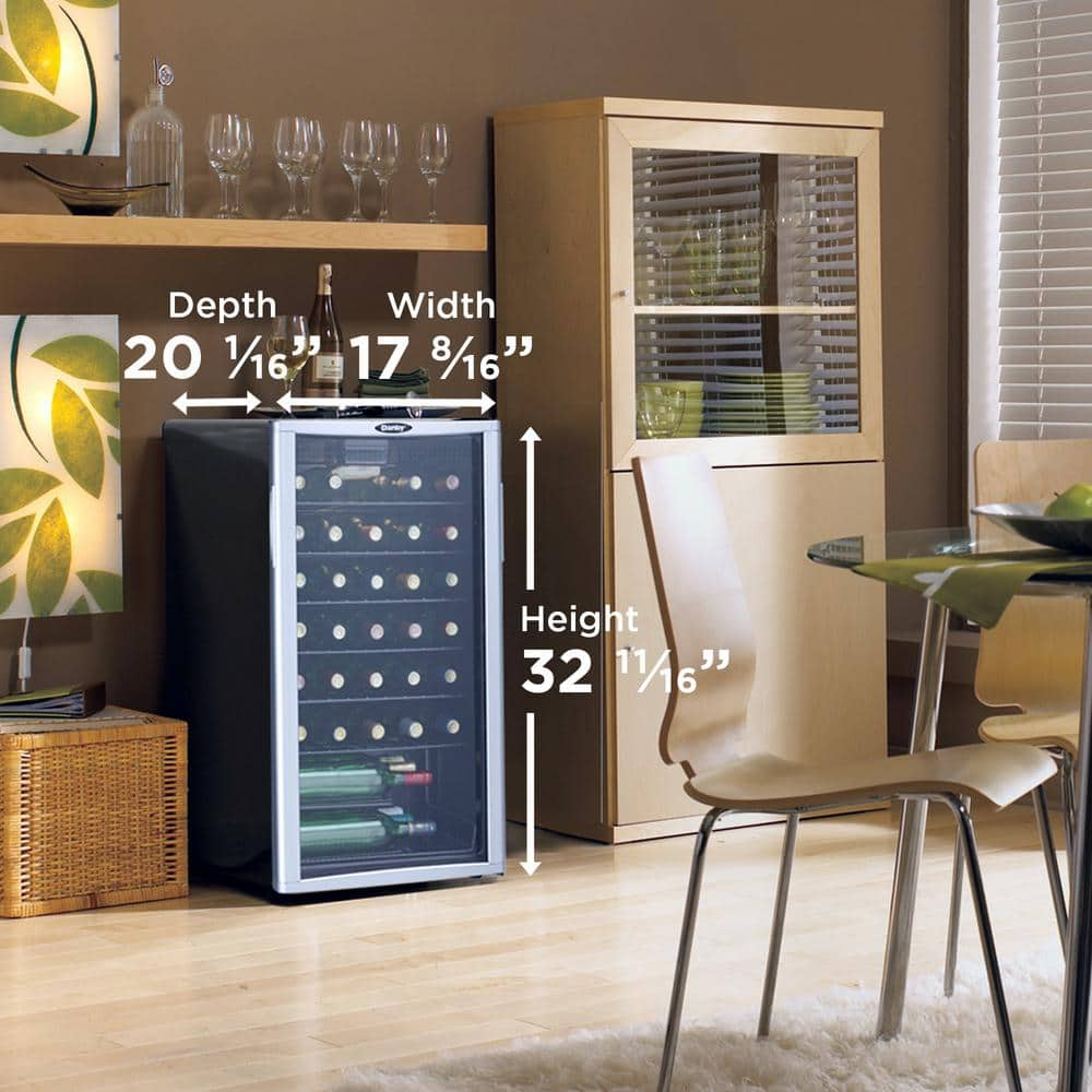 Danby Single Zone 36Bottle Freestanding Wine Cooler in PlatinumBlack