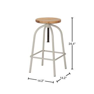 StyleWell Riverbed Beige Adjustable Backless Counter Stool with Wood Swivel Seat RW811-RVB