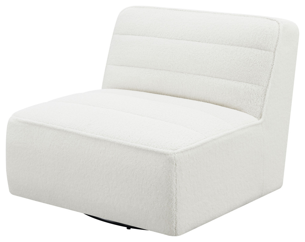 Cobie Upholstered Swivel Armless Chair Natural   Modern   Armchairs And Accent Chairs   by Modon  Houzz