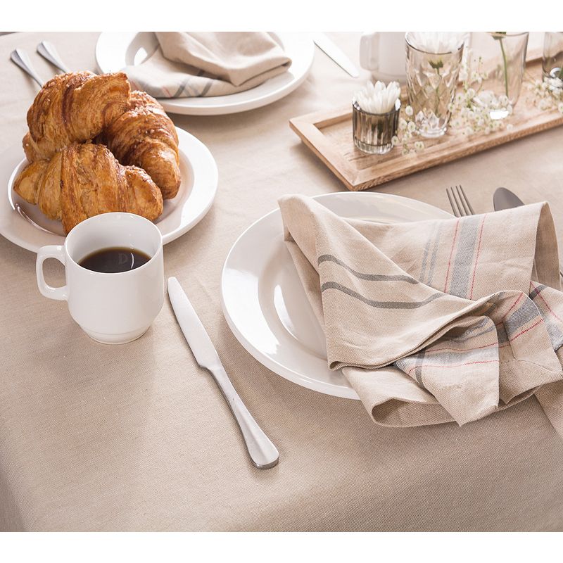 Neutral Taupe and Gray French Striped Pattern Rectangular Tablecloth 60 x 84