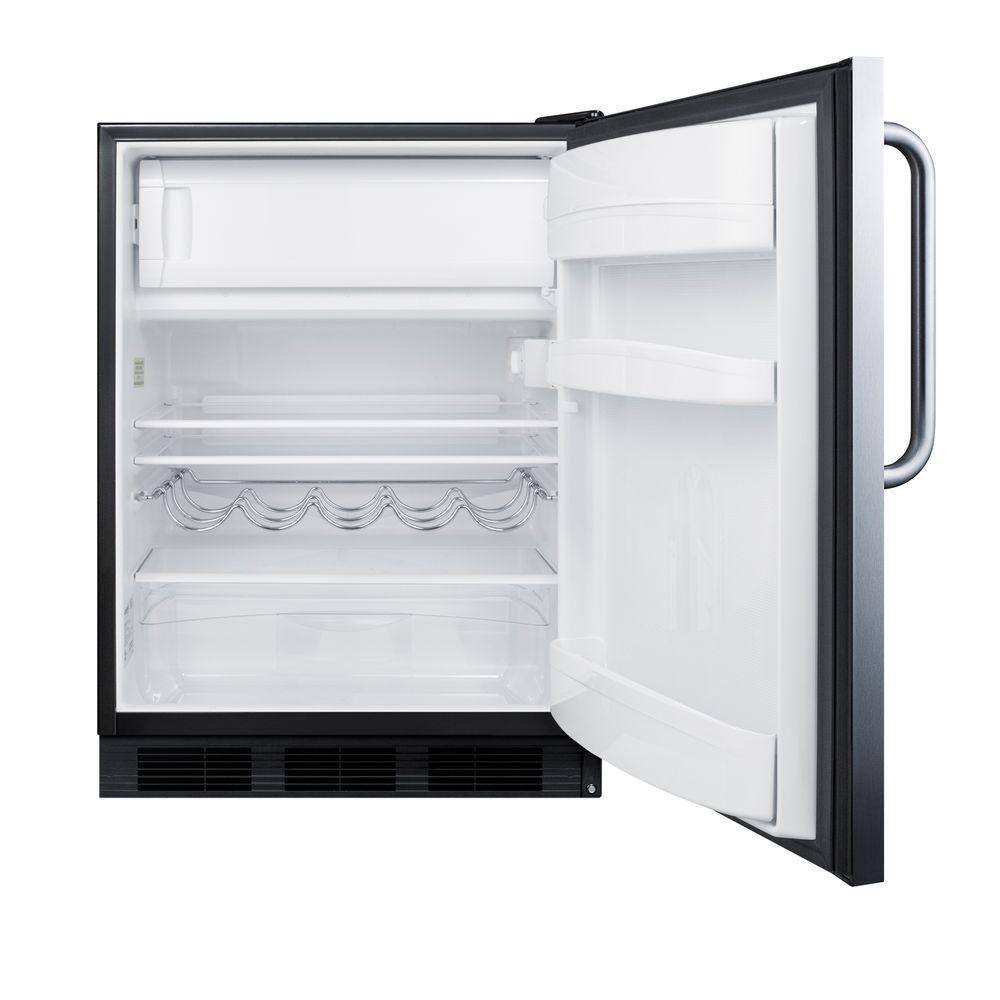 Summit Appliance 5.1 cu. ft. Mini Refrigerator with Freezer in Stainless Steel CT663BKBISSTB