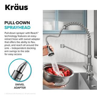 KRAUS Loften 33 in. Drop-inUndermount Single Bowl Stainless Steel Kitchen Workstation Sink with Faucet and Accessories KWT320-3318-1610SFS