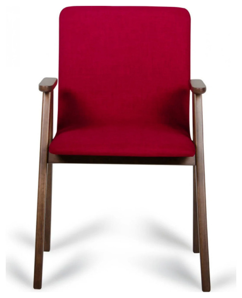 Dot Modern Red and Walnut Dining Chair  Set of 2   Midcentury   Dining Chairs   by Rustic Home Furniture Deco  Houzz