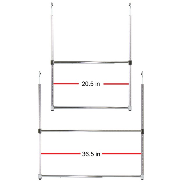 Oceanstar 2 tier Portable Adjustable Closet Hanger Rod Chrome