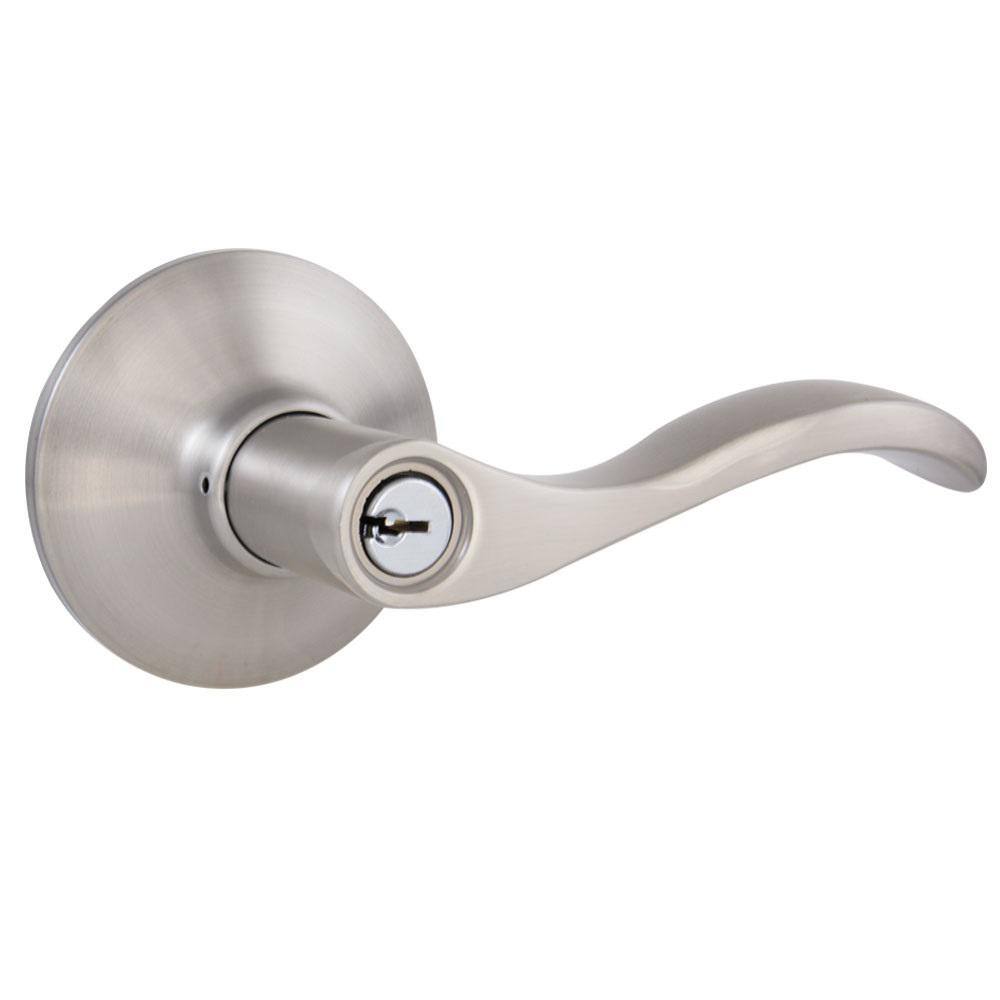 Defiant Naples Satin Nickel Modern Keyed Entry Door Lever Handle LYEX200B