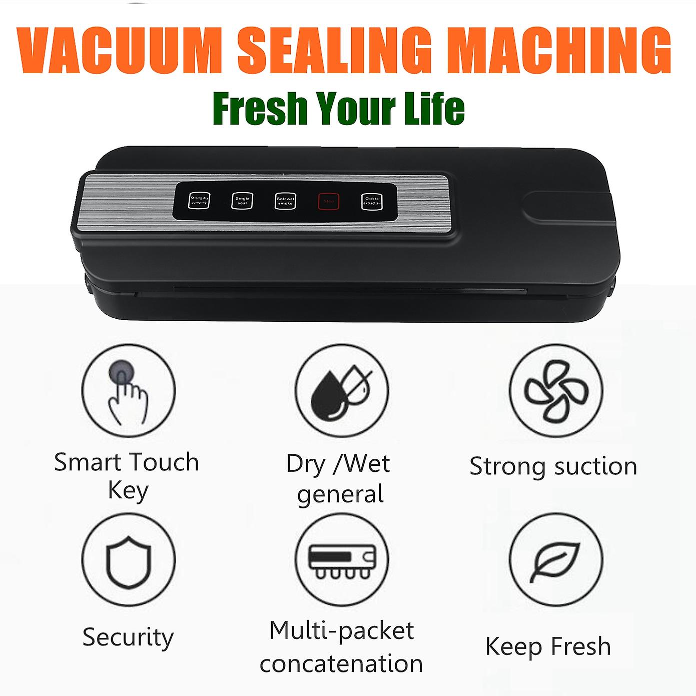 220v/110v Automatic Household Food Vacuum Sealer Packaging Machine Wtih 15pcs Sous Vide Bags For Kitchen Food Storage