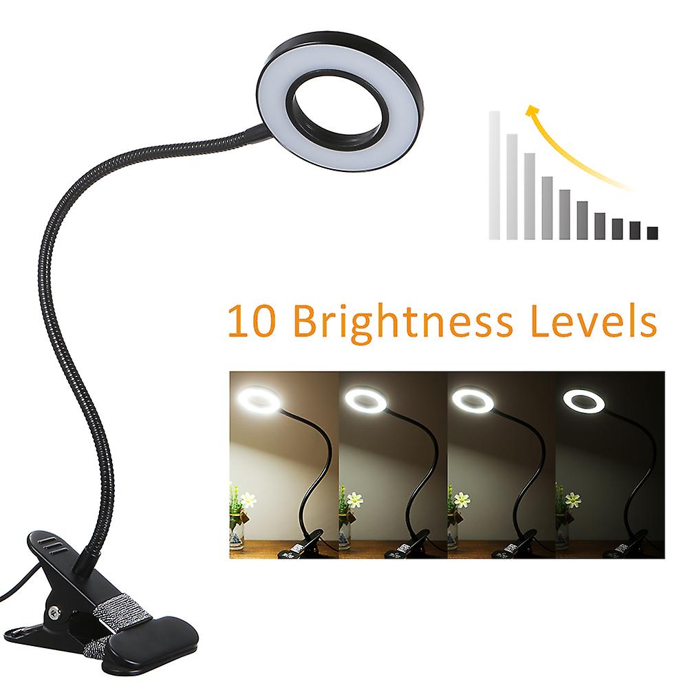 Tomshine Usb Clip-on Light With 3 Color Modes 10 Brightness Dimmable 18 Leds Reading Lights Eye Protection Kids Desk Lamp 360 Flexible Gooseneck Bedsi