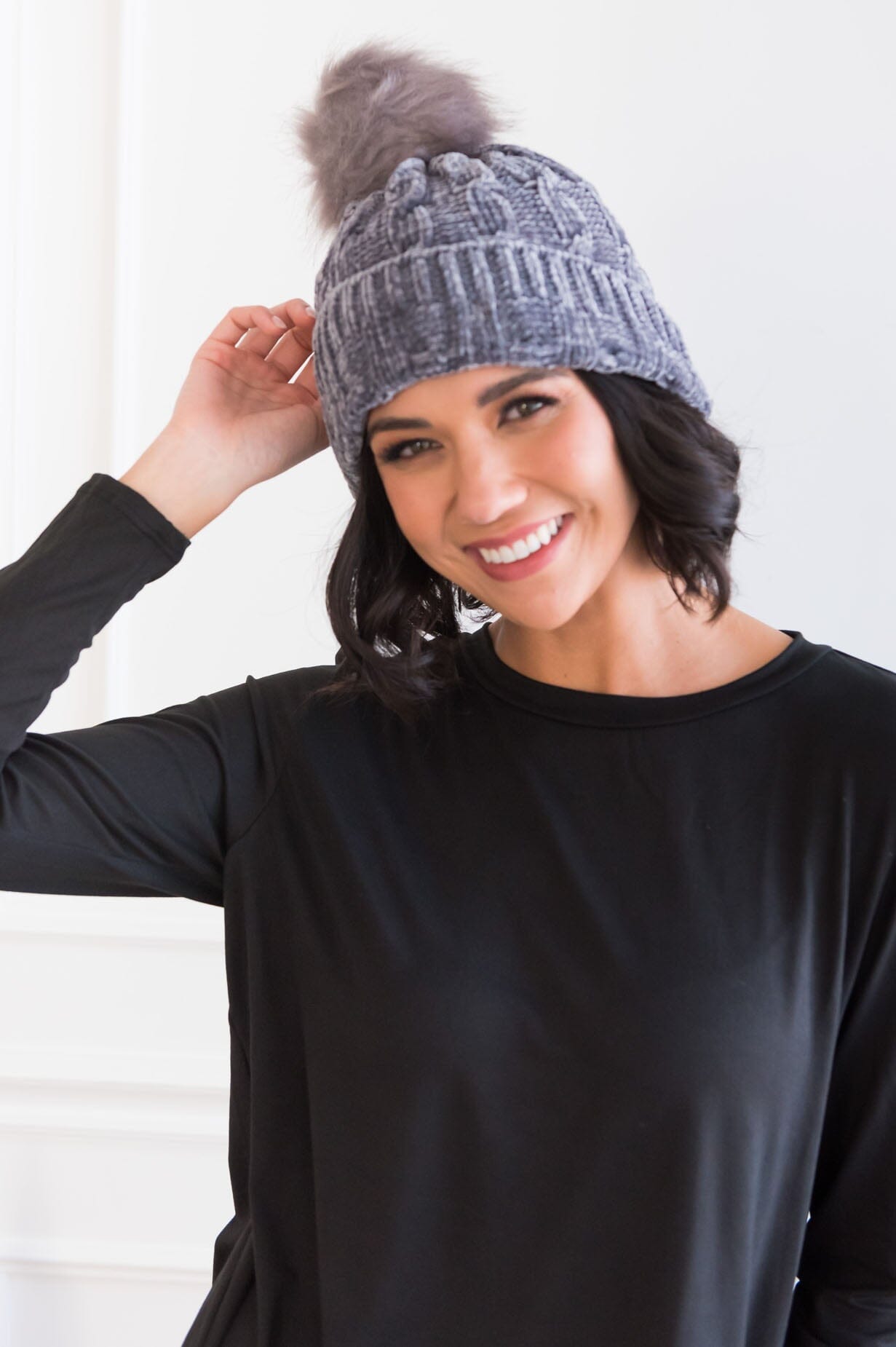 Stay Cozy Chenille Pom Pom Beanie