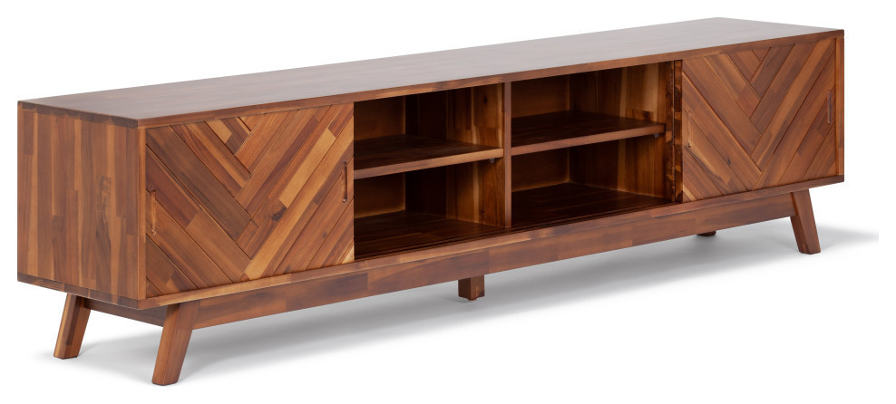 Herringbone TV Stand Low   Midcentury   Entertainment Centers And Tv Stands   by LIEVO  Houzz