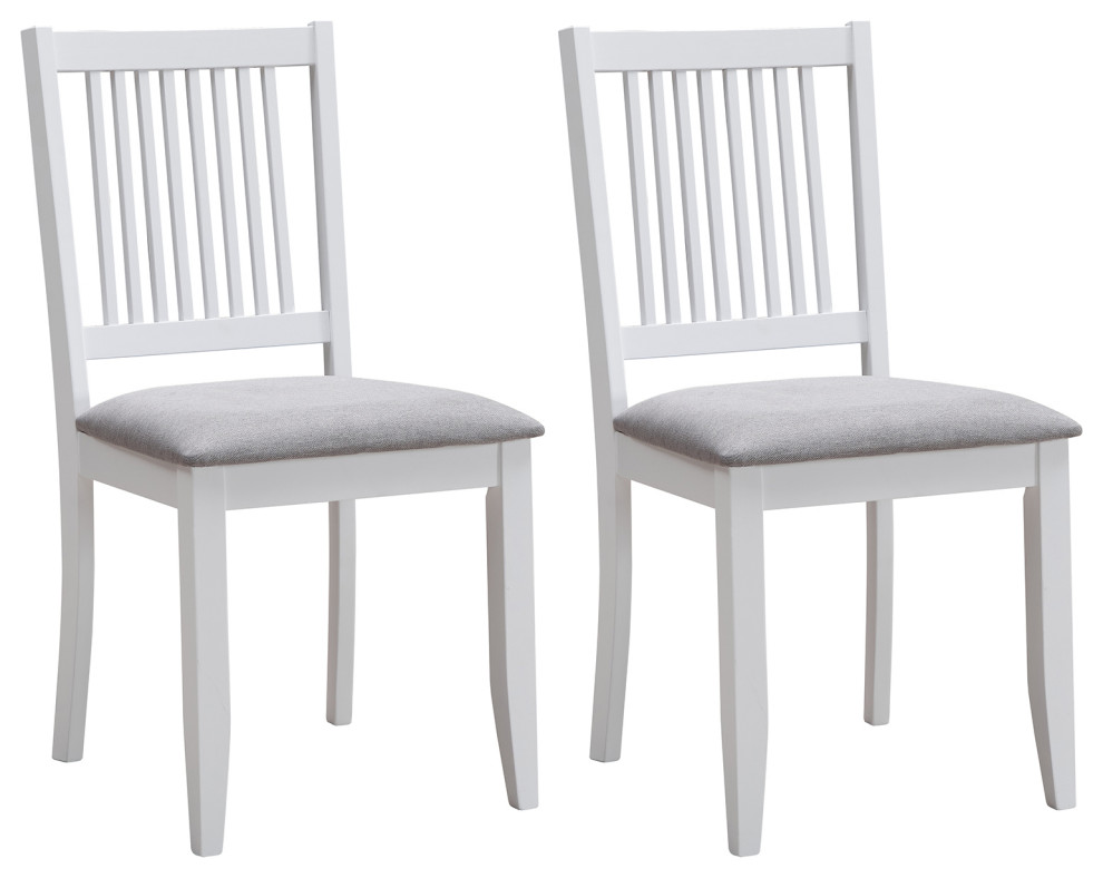 Set of 2 Slat Back Cushioned Seat Wood Chairs   Transitional   Dining Chairs   by Duhome inc  Houzz