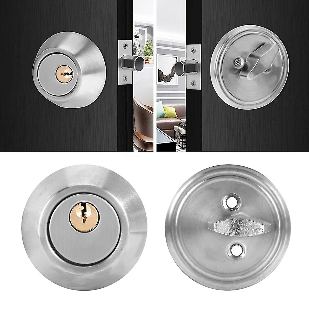 Stainless Steel Single Cylinder Safety Anti Theft Bedroom Door Lock With Keys (silver)