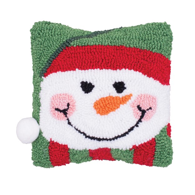 X 8 quot Happy Snowman Hooked Petite Christmas Holiday Throw Pillow