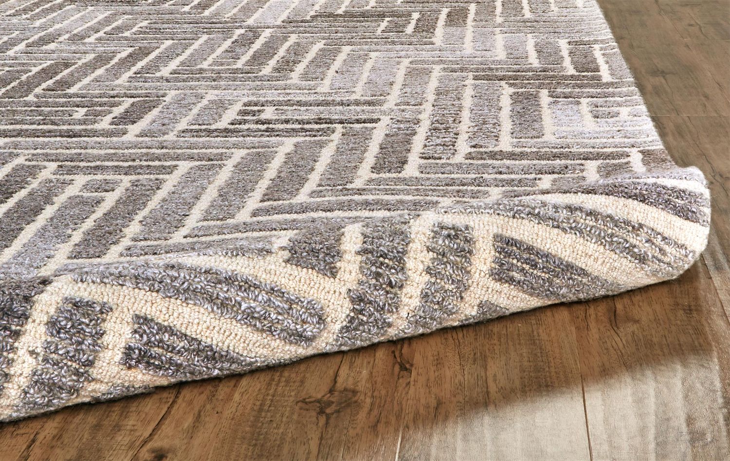 Palatez Hand Tufted Gray and Ivory Rug by BD Fine