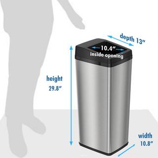 iTouchless 14 Gallon Sliding Lid Touchless Sensor Trash Can with AbsorbX Odor Control System Stainless Steel for Kitchen Office IT14SC