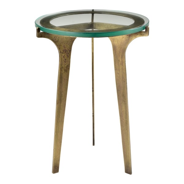 Aurelle Home Brass Glass and Iron Contemporary Accent Table