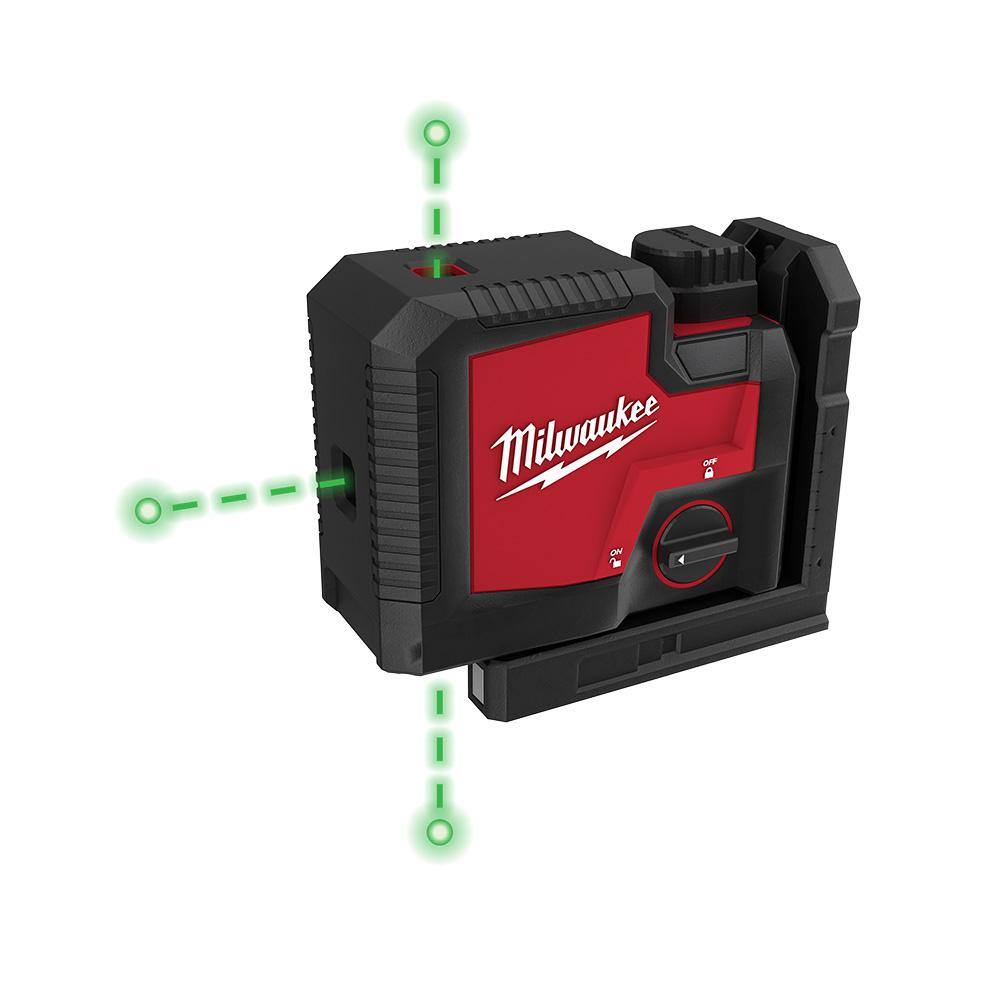 MW Green 100 ft. 3-Point Rechargeable Laser Level with REDLITHIUM Lithium-Ion USB Battery and Charger 3510-21